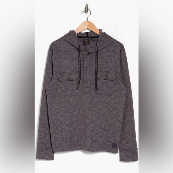 VINTAGE 1946 double knit slub buttons hoodie pullover/size L - Picture 3 of 3